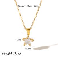 304 Stainless Steel 18K Gold Plated Simple Style Classic Style Polishing Plating Inlay Pentagram Zircon Pendant Necklace main image 4