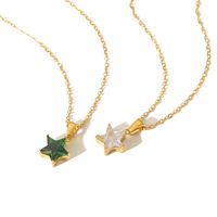 304 Stainless Steel 18K Gold Plated Simple Style Classic Style Polishing Plating Inlay Pentagram Zircon Pendant Necklace main image 3