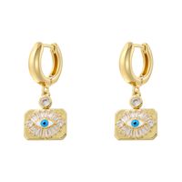 1 Pair Casual Streetwear Triangle Eye Plating Inlay Copper Zircon 18K Gold Plated Drop Earrings sku image 1