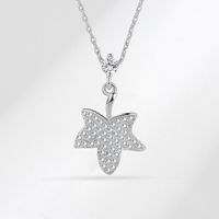 Sterling Silver Elegant Sweet Heart Shape Inlay Artificial Diamond Pendant Necklace sku image 3