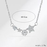 Sterling Silver Elegant Sweet Heart Shape Inlay Artificial Diamond Pendant Necklace sku image 5