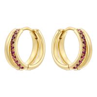 1 Pair Modern Style Shiny Double Ring Round Plating Inlay Copper Zircon 18K Gold Plated Earrings main image 3