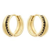1 Pair Modern Style Shiny Double Ring Round Plating Inlay Copper Zircon 18K Gold Plated Earrings main image 7