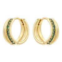 1 Pair Modern Style Shiny Double Ring Round Plating Inlay Copper Zircon 18K Gold Plated Earrings main image 8