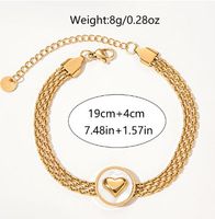 Stainless Steel Fritillary Gold Plated Vintage Style Circle Heart Shape Patch Inlay Shell Bracelets main image 2