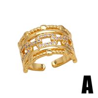 Wholesale Modern Style Simple Style Geometric Copper Plating Inlay 18K Gold Plated Zircon Rings main image 5