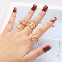 Wholesale Modern Style Simple Style Geometric Copper Plating Inlay 18K Gold Plated Zircon Rings main image 4