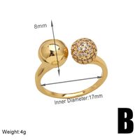 Wholesale Modern Style Simple Style Geometric Copper Plating Inlay 18K Gold Plated Zircon Rings sku image 2