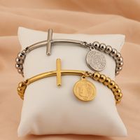Basic Streetwear Cross Stainless Steel 18K Gold Plated Bracelets In Bulk main image 1