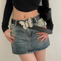Streetwear Butterfly Pu Leather Ferroalloy Belt Buckle Women's Leather Belts main image 1
