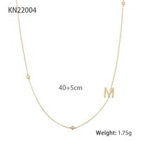 Sterling Silver White Gold Plated Gold Plated Vintage Style Simple Style Roman Style Letter Inlay Zircon Necklace sku image 5