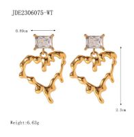 1 Pair IG Style Elegant Heart Shape Inlay 316 Stainless Steel  Zircon 18K Gold Plated Drop Earrings main image 2