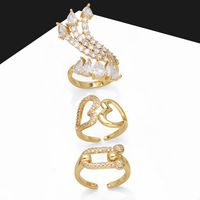 Wholesale Elegant Simple Style Heart Shape Copper Plating Inlay 18K Gold Plated Zircon Rings main image 2