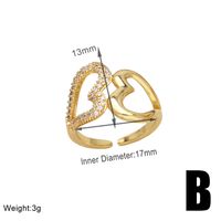 Wholesale Elegant Simple Style Heart Shape Copper Plating Inlay 18K Gold Plated Zircon Rings sku image 1
