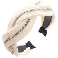 Women's Casual Modern Style Color Block Cloth Criss Cross Inlay Rhinestones Hair Band sku image 2