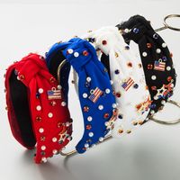 Women's Simple Style Classic Style National Flag Cloth Inlay Rhinestones Pearl Hair Band main image 1