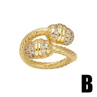 Wholesale Retro Geometric Copper Plating Inlay 18K Gold Plated Zircon Rings main image 5