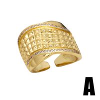 Wholesale Retro Geometric Copper Plating Inlay 18K Gold Plated Zircon Rings main image 4