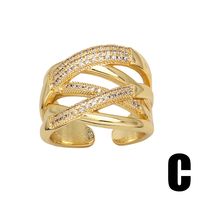 Wholesale Retro Geometric Copper Plating Inlay 18K Gold Plated Zircon Rings main image 6