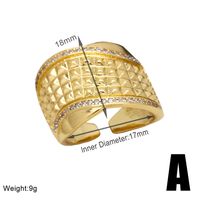 Wholesale Retro Geometric Copper Plating Inlay 18K Gold Plated Zircon Rings sku image 3