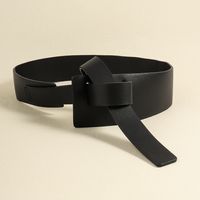 Casual Simple Style Solid Color Pu Leather Knot Artificial Leather Women's Leather Belts main image 2
