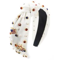 Women's Simple Style Classic Style National Flag Cloth Inlay Rhinestones Pearl Hair Band sku image 2