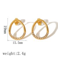 1 Pair Elegant Glam Crown Fish Tail Polishing Plating Inlay 304 Stainless Steel Zircon 18K Gold Plated Ear Studs main image 4