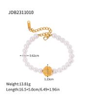 Wholesale Jewelry IG Style Flower 304 Stainless Steel Artificial Pearl Titanium Steel 18K Gold Plated Bracelets main image 2