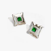 1 Pair Glam Lady Geometric Inlay Stainless Steel Zircon 18K Gold Plated Ear Studs sku image 3