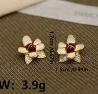 1 Pair Sweet Flower Inlay Copper Zircon 18K Gold Plated Ear Studs main image 2