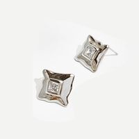 1 Pair Glam Lady Geometric Inlay Stainless Steel Zircon 18K Gold Plated Ear Studs sku image 2