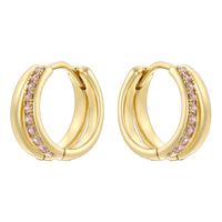 1 Pair Modern Style Shiny Double Ring Round Plating Inlay Copper Zircon 18K Gold Plated Earrings sku image 5