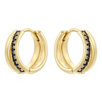 1 Pair Modern Style Shiny Double Ring Round Plating Inlay Copper Zircon 18K Gold Plated Earrings sku image 6