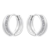 1 Pair Modern Style Shiny Double Ring Round Plating Inlay Copper Zircon 18K Gold Plated Earrings sku image 12