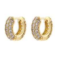 1 Pair IG Style Luxurious Shiny Round Inlay Copper Zircon 18K Gold Plated Earrings main image 4
