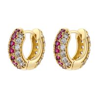 1 Pair IG Style Luxurious Shiny Round Inlay Copper Zircon 18K Gold Plated Earrings main image 3