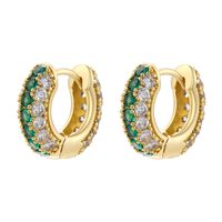 1 Pair IG Style Luxurious Shiny Round Inlay Copper Zircon 18K Gold Plated Earrings main image 7