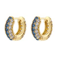 1 Pair IG Style Luxurious Shiny Round Inlay Copper Zircon 18K Gold Plated Earrings main image 6