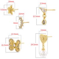 1 Pair Casual Elegant Simple Style Tortoise Butterfly Inlay Copper Zircon 18K Gold Plated Ear Studs main image 2