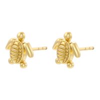 1 Pair Casual Elegant Simple Style Tortoise Butterfly Inlay Copper Zircon 18K Gold Plated Ear Studs sku image 3