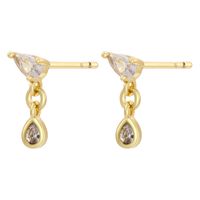 1 Pair Casual Elegant Simple Style Tortoise Butterfly Inlay Copper Zircon 18K Gold Plated Ear Studs sku image 5