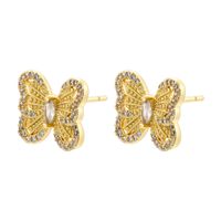 1 Pair Casual Elegant Simple Style Tortoise Butterfly Inlay Copper Zircon 18K Gold Plated Ear Studs sku image 9