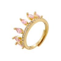 Wholesale Casual Luxurious Water Droplets Crown Copper Plating Inlay 18K Gold Plated Zircon Open Rings sku image 4