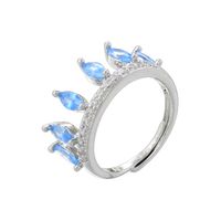 Wholesale Casual Luxurious Water Droplets Crown Copper Plating Inlay 18K Gold Plated Zircon Open Rings sku image 6