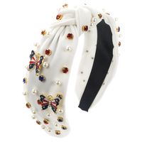 Women's Simple Style Butterfly Alloy Cloth Inlay Crystal Pearl Hair Band sku image 2