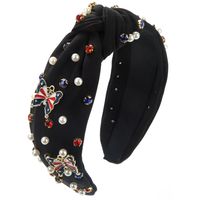 Women's Simple Style Butterfly Alloy Cloth Inlay Crystal Pearl Hair Band sku image 4