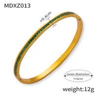 Elegant Simple Style Circle Round 18K Gold Plated Rhinestones Rhinestone Titanium Steel Wholesale Bangle sku image 16