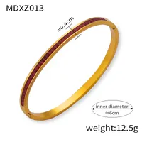 Elegant Simple Style Circle Round 18K Gold Plated Rhinestones Rhinestone Titanium Steel Wholesale Bangle sku image 15