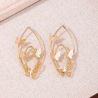 1 Pair Simple Style Butterfly Hollow Out Ferroalloy Ear Studs main image 4