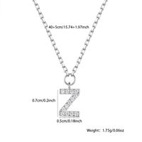 Sterling Silver White Gold Plated Vintage Style Simple Style Letter Plating Inlay Zircon Pendant Necklace main image 2